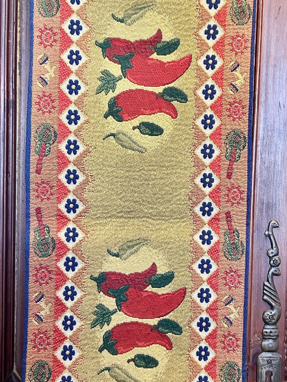 Red Chili Pepper tapestry Table Runner - Rustic Kitchen Accent
